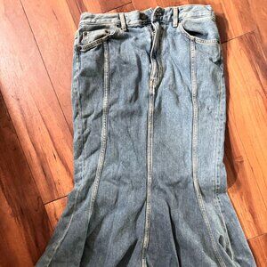 COS PANELED FLARED DENIM SKIRT